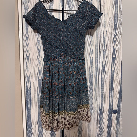 Angie Women’s Floral Bohemian Off the Shoulder Mini Dress - Picture 1 of 6